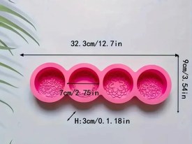 Molde silicona 4 jabones redondos labrados